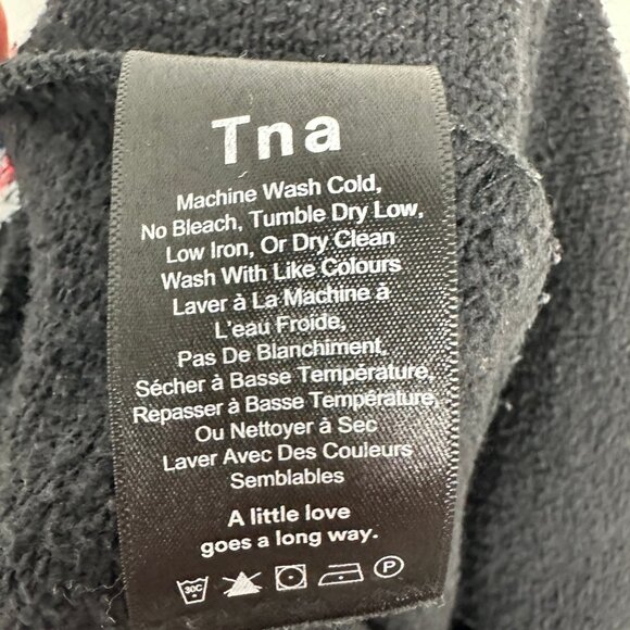 Aritzia TNA Iconic Fleece Sweatpants Side Stripe Size Small Retro Joggers Black - Picture 10 of 14